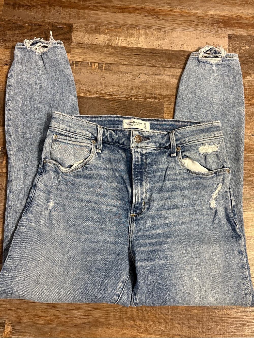 Abercrombie & Fitch Light Wash Distressed Skinny Jeans